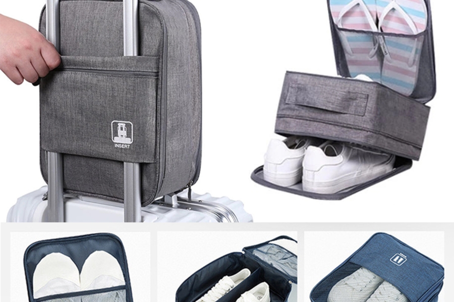 Túi đựng giày du lịch chống thấm nước, 2 ngăn, tiện lợi và an toàn